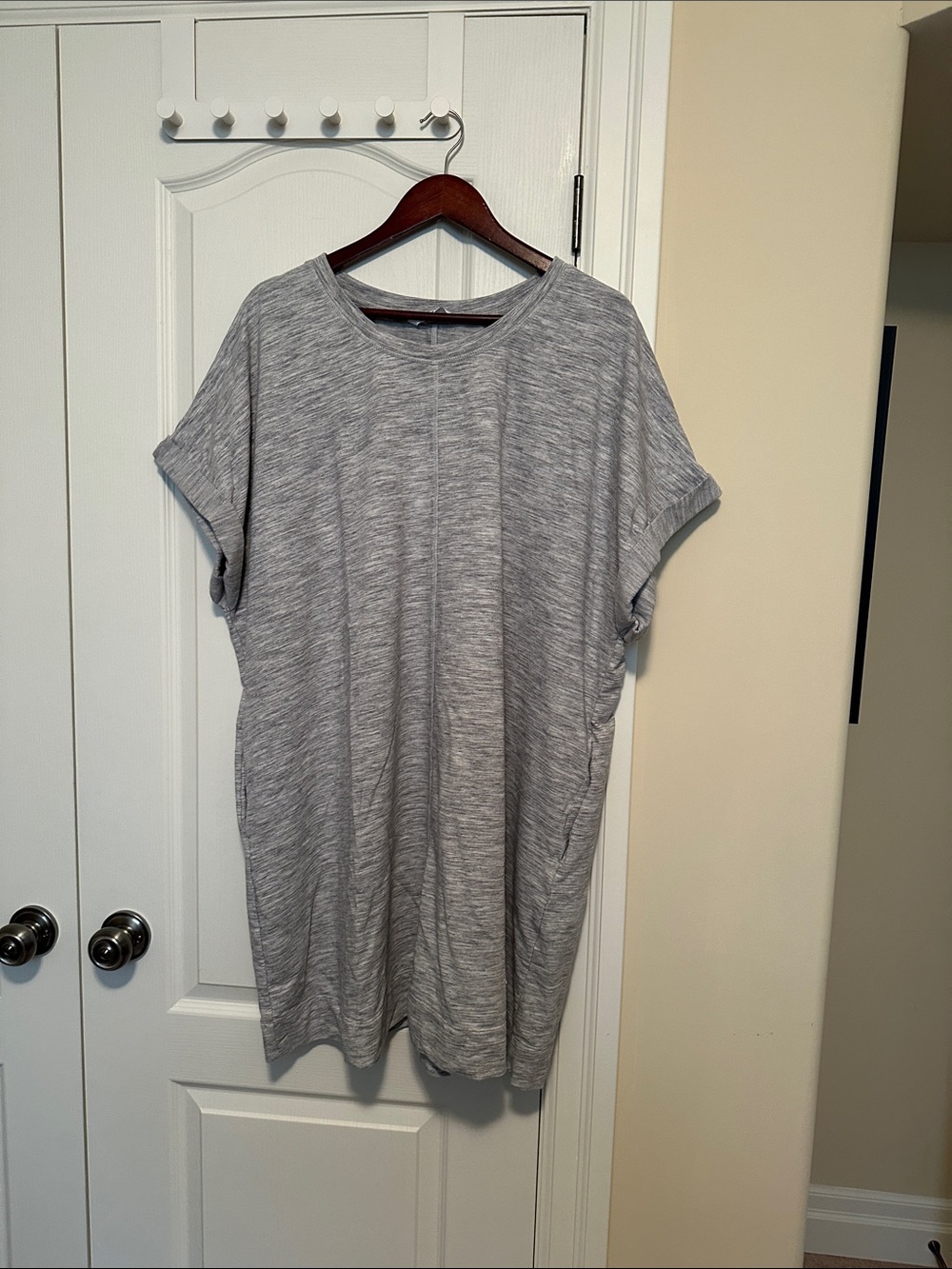 Light Grey Women’s Rolled Cuff Sweatshirt Dress